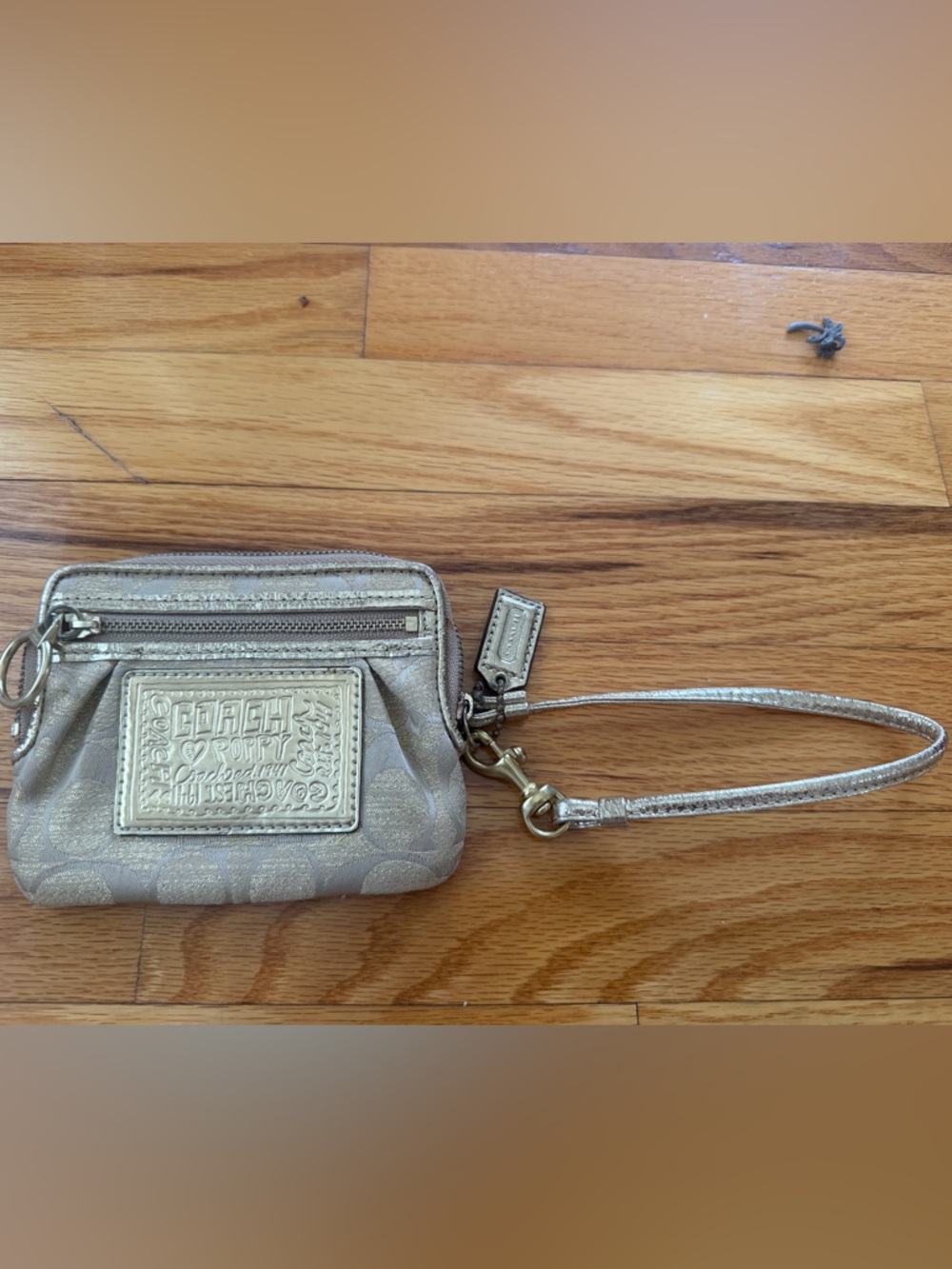 Coach Metallic Champagne Wristlet Coin Pouch